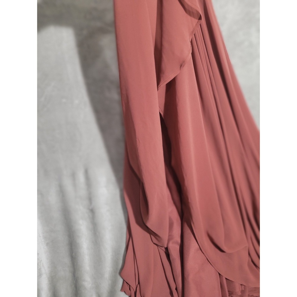 Jenny Yoo Collection SZ 4 Dusty Rose Faye Flutter Sleeve Maxi Wrap Dress/Gown - Picture 10 of 10